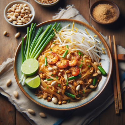 thai dish featuring shrimp and noodles